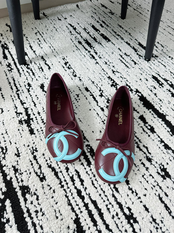 CC 26s Coco Beach Ballet Flats Chocolate Quited Lambskin 741170