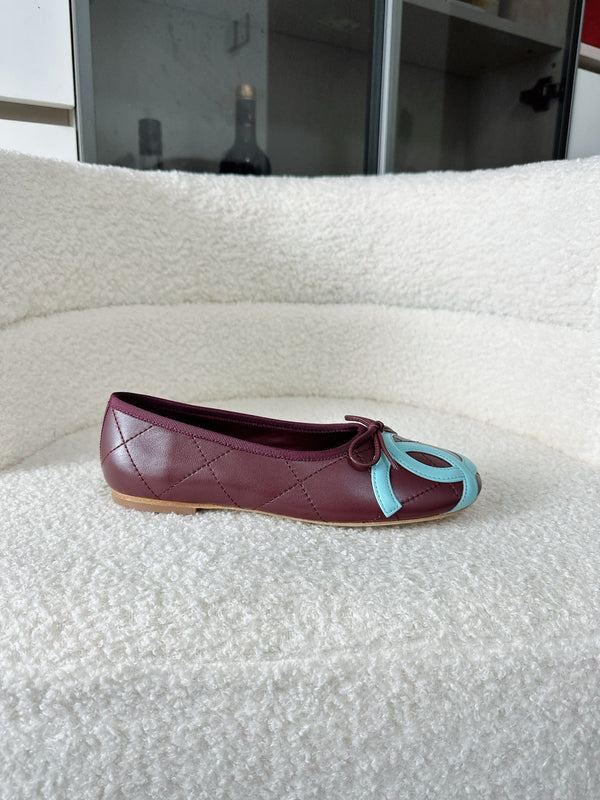 CC 26s Coco Beach Ballet Flats Chocolate Quited Lambskin 741170