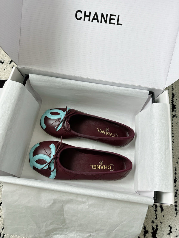 CC 26s Coco Beach Ballet Flats Chocolate Quited Lambskin 741170