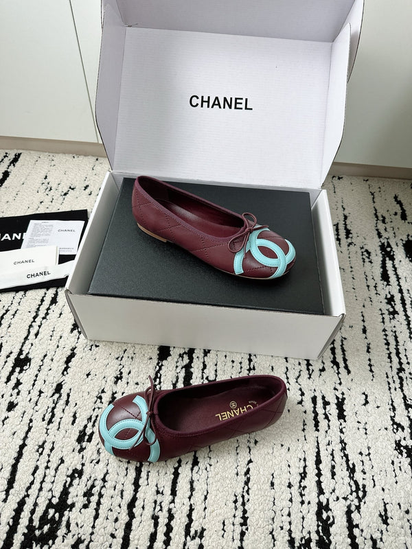 CC 26s Coco Beach Ballet Flats Chocolate Quited Lambskin 741170