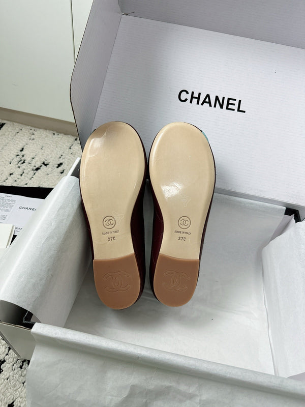 CC 26s Coco Beach Ballet Flats Chocolate Quited Lambskin 741170