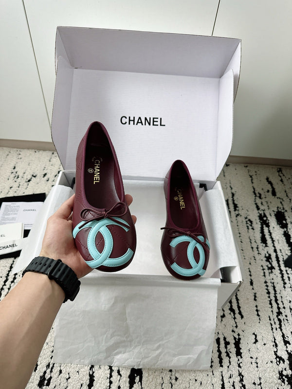 CC 26s Coco Beach Ballet Flats Chocolate Quited Lambskin 741170