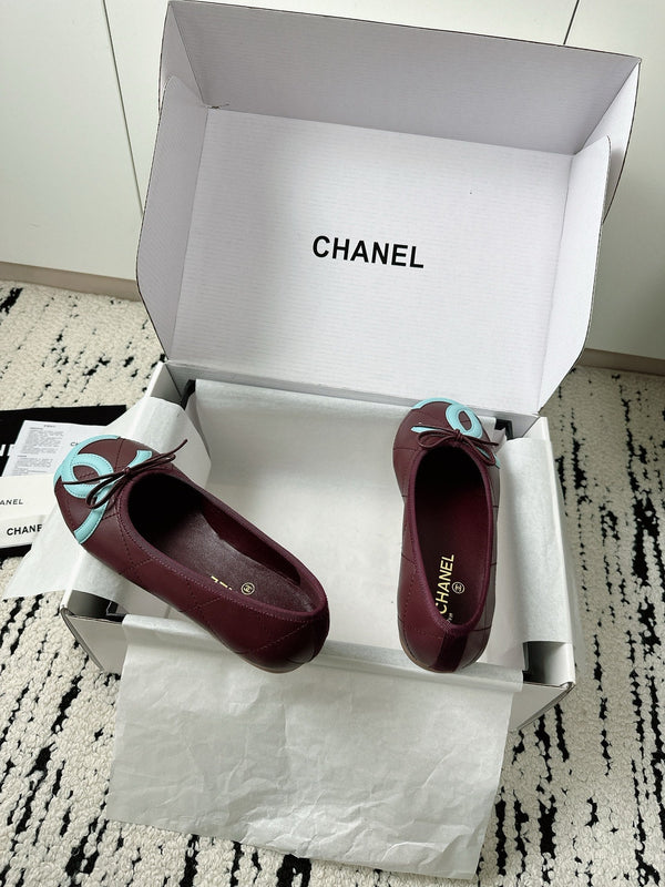 CC 26s Coco Beach Ballet Flats Chocolate Quited Lambskin 741170