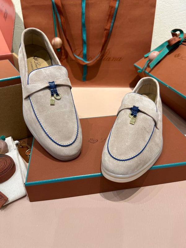 lp summer charm walk loafer grey blue suede