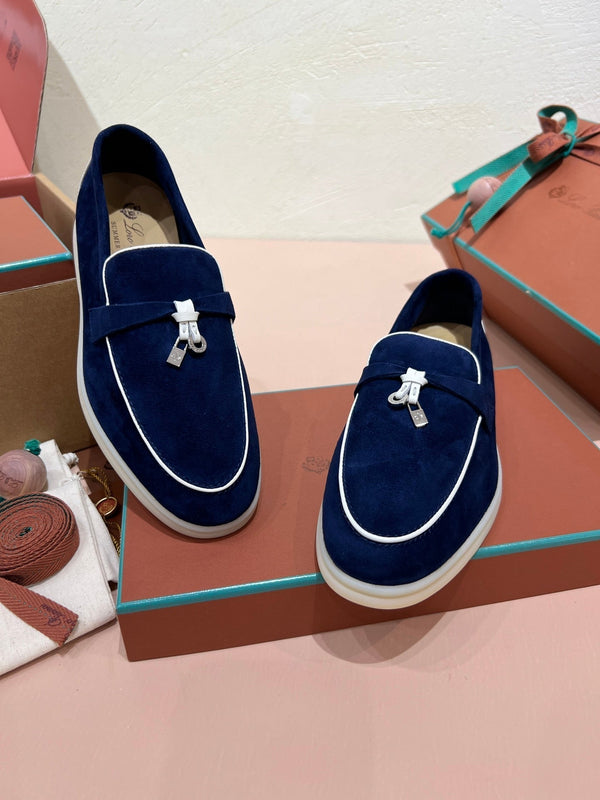 lp summer charm walk loafer blue white suede