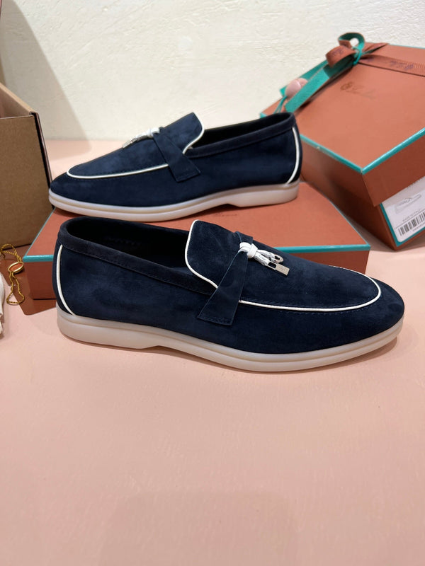 lp summer charm walk loafer dark blue white suede