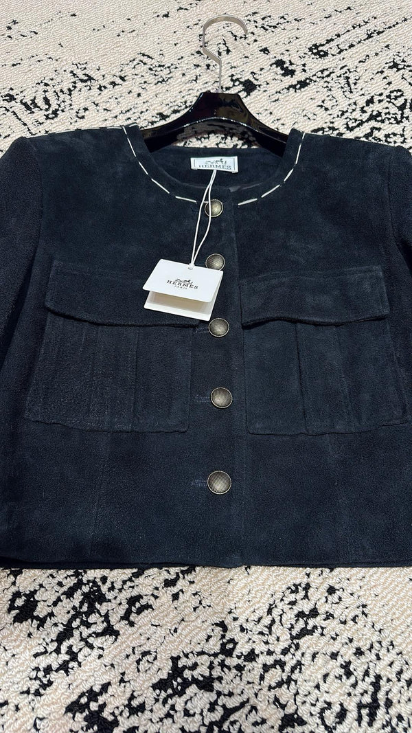 HM 25 Premium Blue Black Suede Jacket 264284