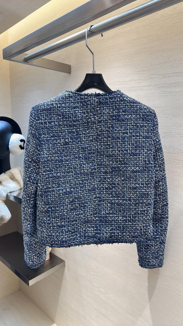 Chanel 2025 Veste Tweed Bleu Duvet