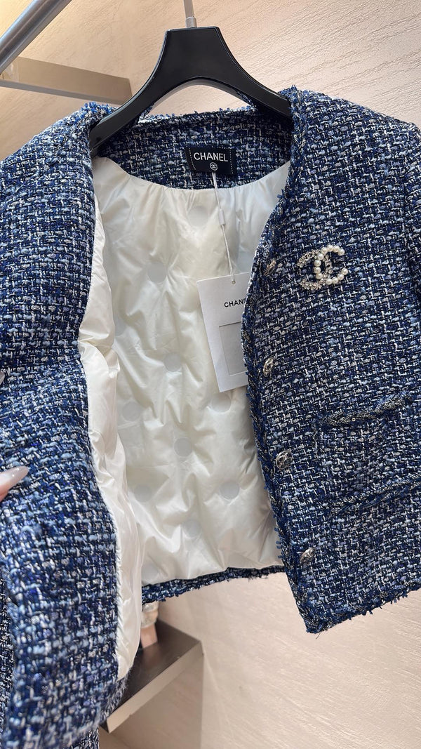 Chanel 2025 Veste Tweed Bleu Duvet
