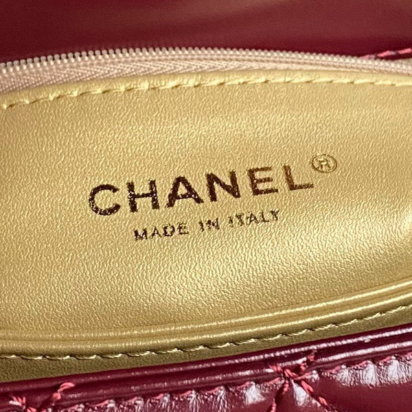 CC 24A Coco Handle Small 23cm Burgundy Patent Calfskin Gold Hardware