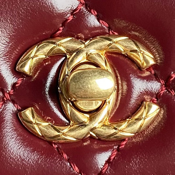 CC 24A Coco Handle Small 23cm Burgundy Patent Calfskin Gold Hardware