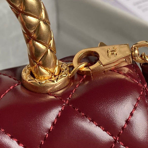 CC 24A Coco Handle Mini 19cm Burgundy Patent Calfskin Gold Hardware