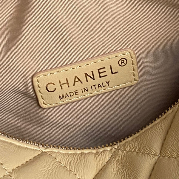 24K Camera Bag Beige Calfskin Gold Hardware