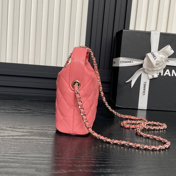 CC 25C Hobo Bag 21.5cm Top Handle Dark Pink Grained Calfskin