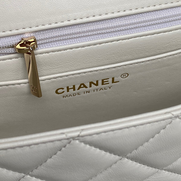 CC Mini Graphic Frame Flap Bag White Lambskin