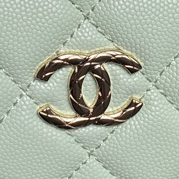 Sac déjeuner CC Coco Crush Handle en cuir caviar vert clair