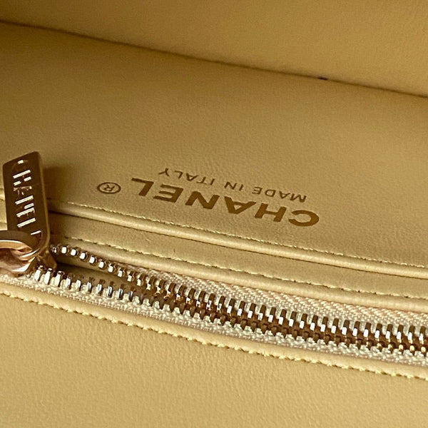 Chanel 25 Rectangular Pearl Crush Bag 20cm Yellow Lambskin 324811