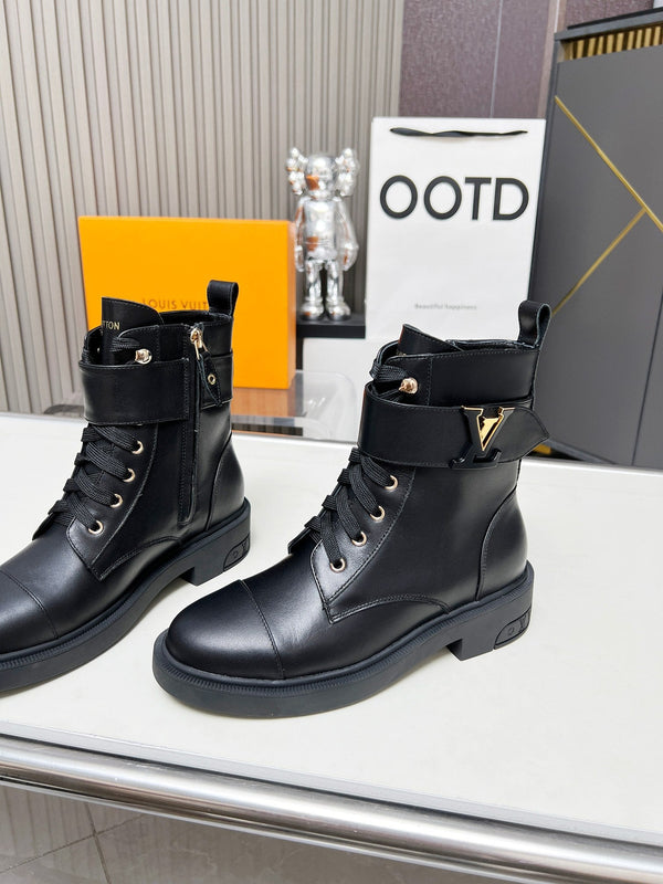 LV Citizen Boots Plain Black Cowhide