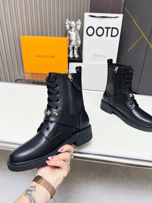 LV Citizen Boots Plain Black Calfskin