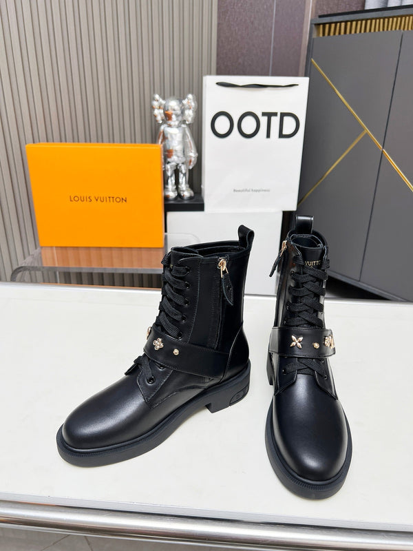 LV Citizen Boots Plain Black Calfskin