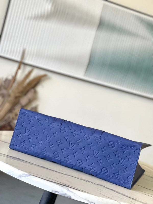 SAC PLAT 24H 41 IN TAURILLON CON MONOGRAMMA IN RILIEVO BLU ZAFFIRO