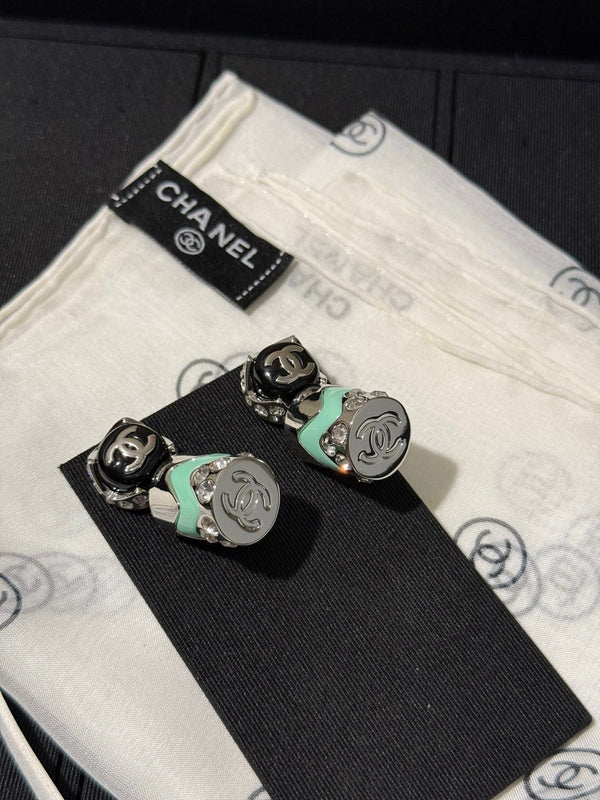 Chanel 2026 Enamel Button Double C Earrings