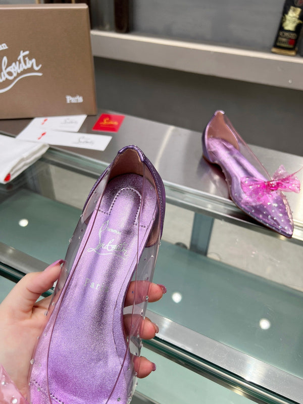 CL Jelly Strass Flats Pvc Iridescent Nappa Leather And Strass Parme