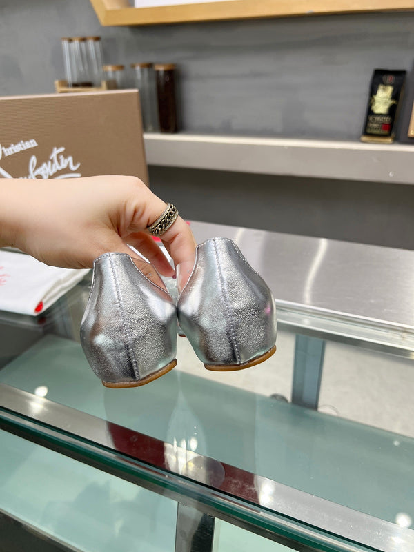 CL Jelly Strass Flats Pvc Iridescent Nappa Leather And Strass Silver