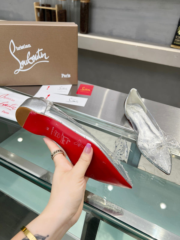 CL Jelly Strass Flats Pvc Iridescent Nappa Leather And Strass Silver