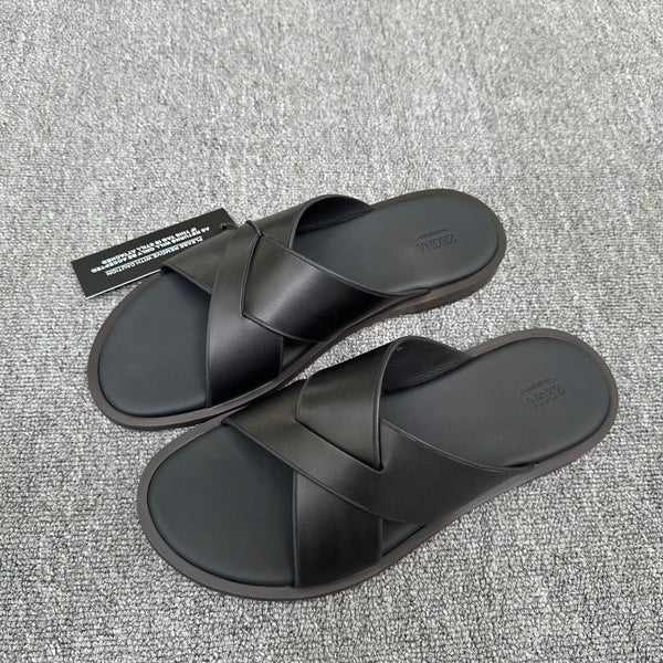 Zegna Men's Sandal Full Black Leather 144950