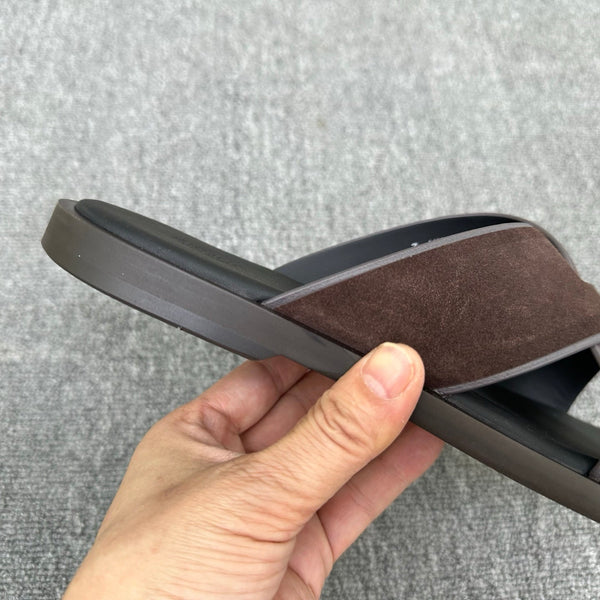 Zegna Men's Sandal Chocolate Suede Leather 144954