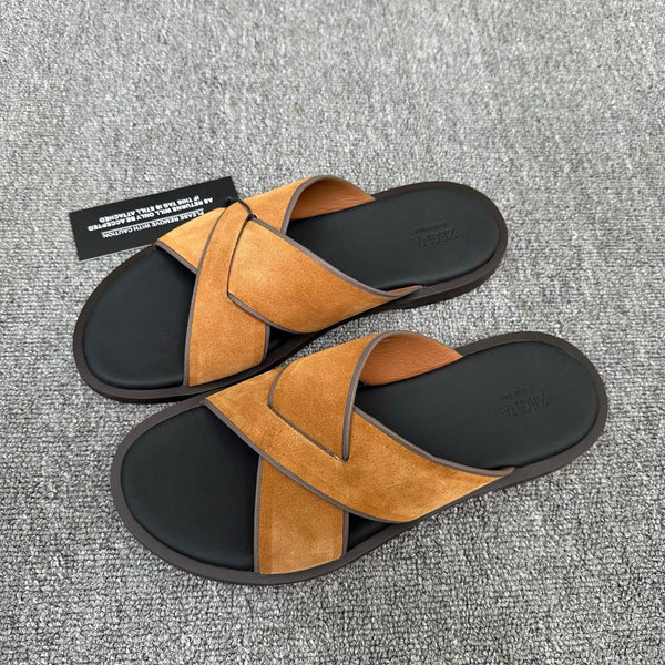Zegna Men's Sandal Brown Suede Leather 144955