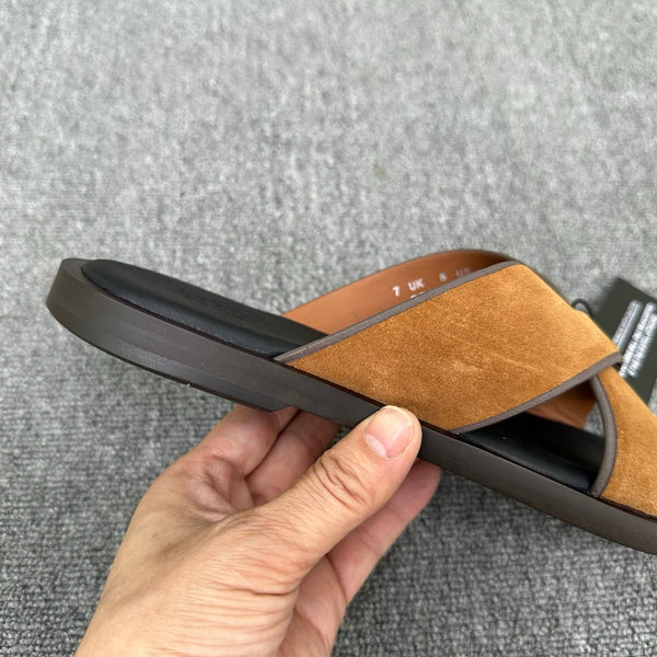 Zegna Men's Sandal Brown Suede Leather 144955