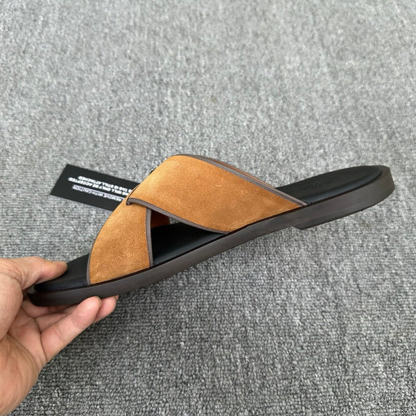 Zegna Men's Sandal Brown Suede Leather 144955