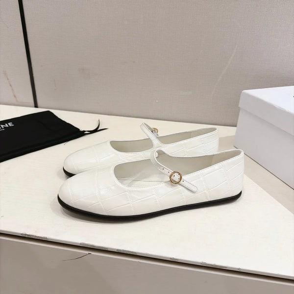 CE Mary Jane Flats Croc Embossed Leather 168205