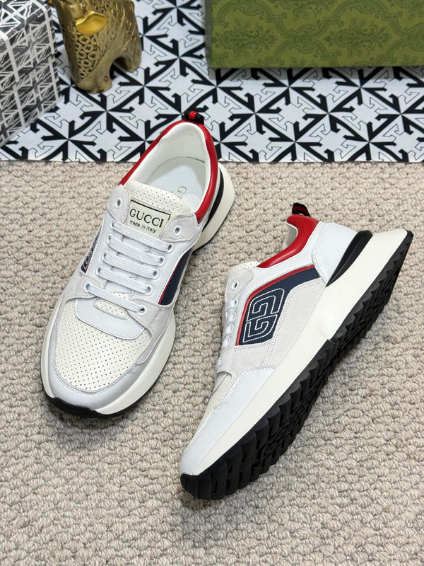 GG Men's Sneaker White Grey Sheepskin 524702