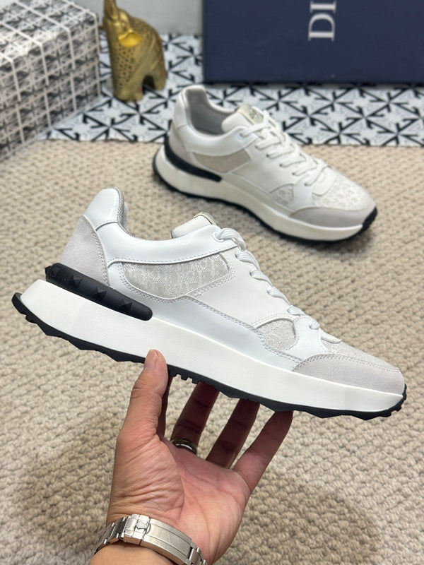 CD B25 SNEAKER WHITE AND BEIGE CALFSKIN