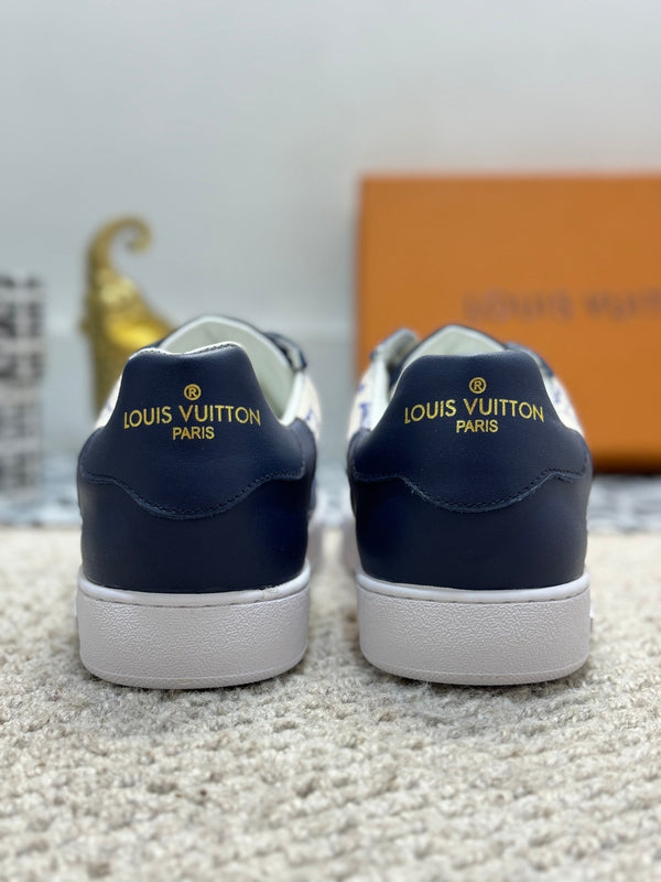 LV TRAINER SNEAKER NAVY BLUE CALFSKIN AND BEIGE MONOGRAM CANVAS