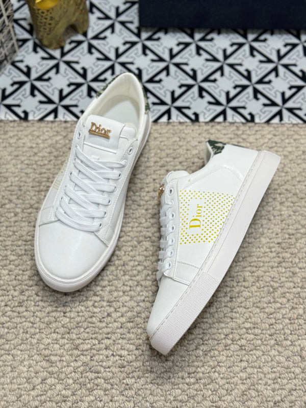 CD LOW TOP BASIC SNEAKER WHITE AND YELLOW CALFSKIN