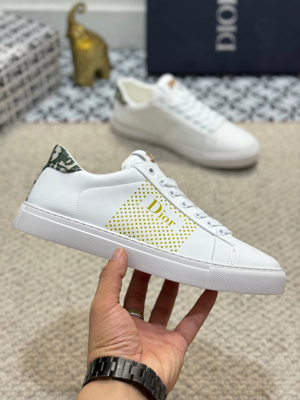 CD LOW TOP BASIC SNEAKER WHITE AND YELLOW CALFSKIN