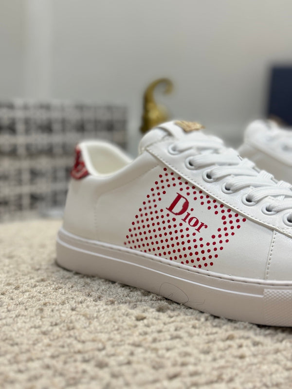 CD LOW TOP BASIC SNEAKER IN PELLE DI VITELLO BIANCA E ROSSA