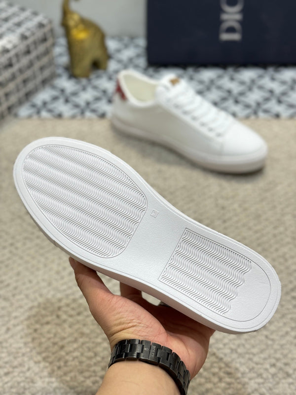 CD LOW TOP BASIC SNEAKER IN PELLE DI VITELLO BIANCA E ROSSA