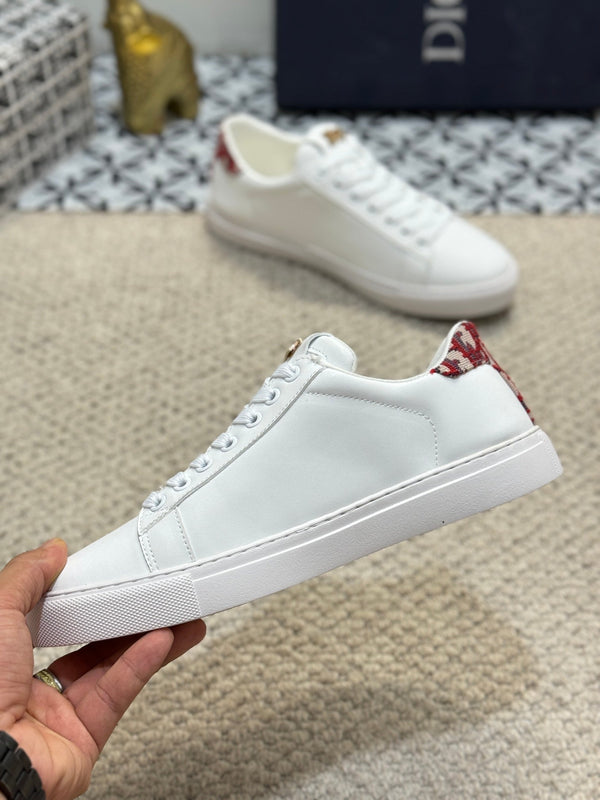 CD LOW TOP BASIC SNEAKER IN PELLE DI VITELLO BIANCA E ROSSA