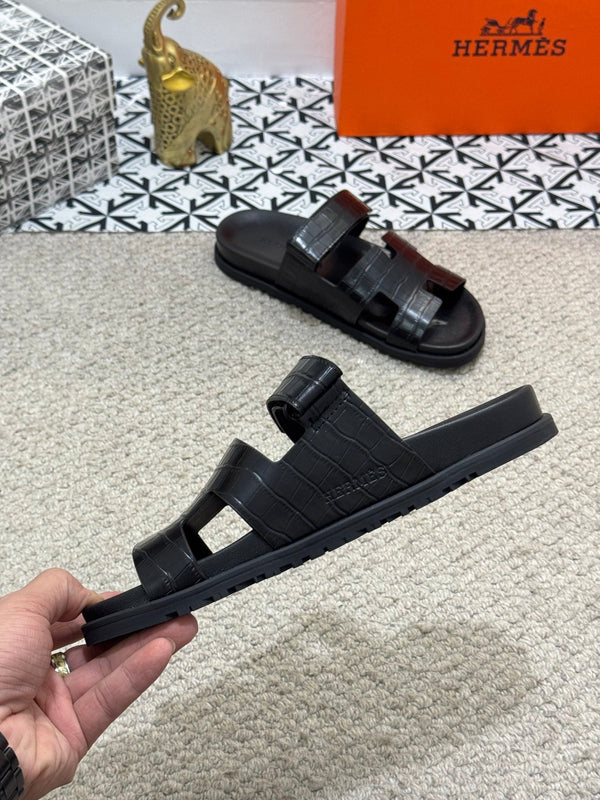 HM Men's Chypre Slide Black Cowhide 542930