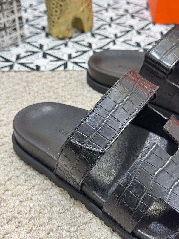 HM Men's Chypre Slide Black Cowhide 542930