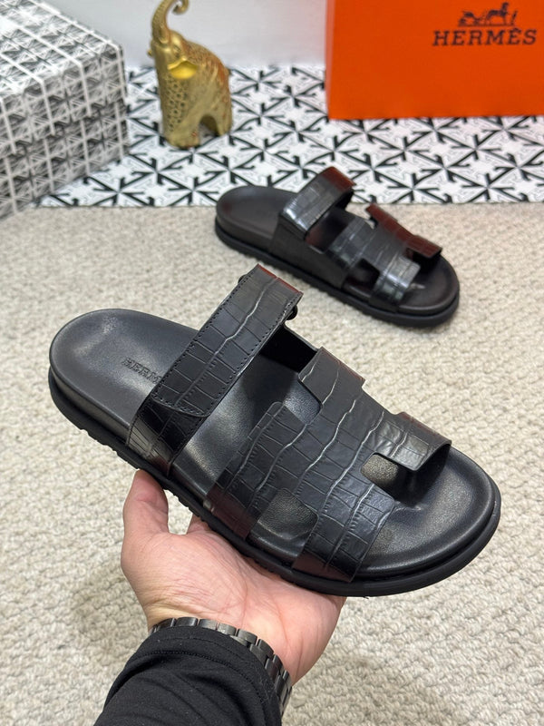 HM Men's Chypre Slide Black Cowhide 542930