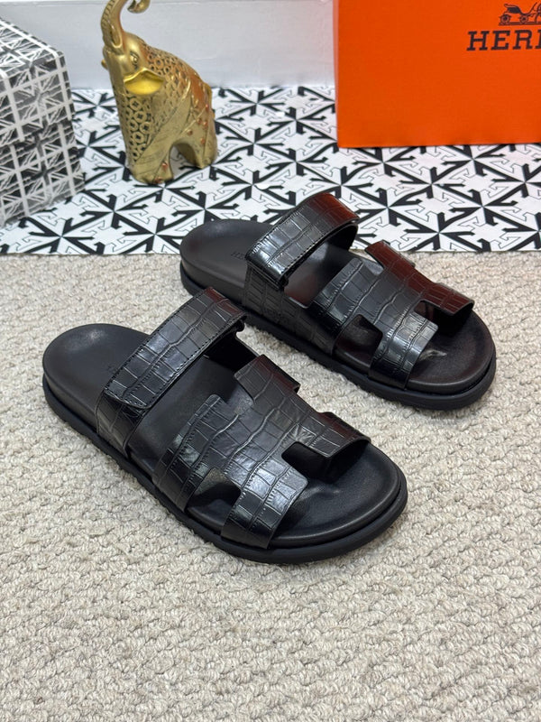 HM Men's Chypre Slide Black Cowhide 542930