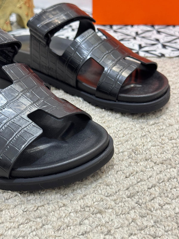 HM Men's Chypre Slide Black Cowhide 542930