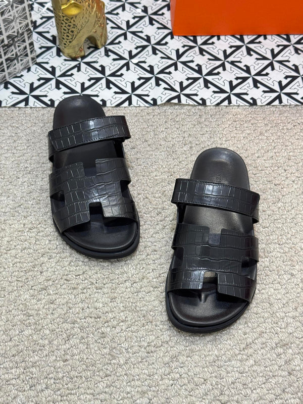 HM Men's Chypre Slide Black Cowhide 542930