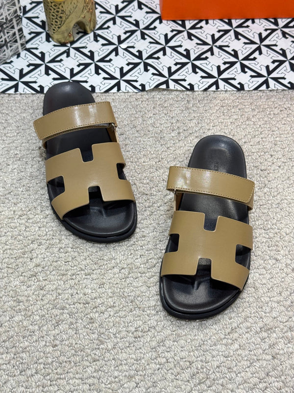 HM Men's Chypre Slide Moss Green Cowhide 542931